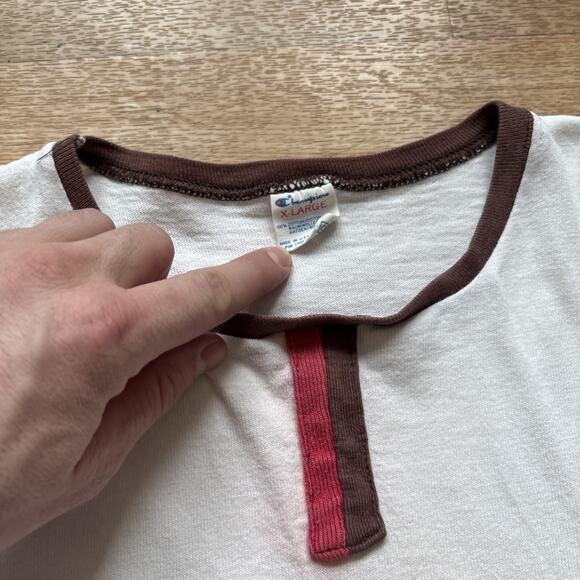 Vintage Champion Ringer T Shirt 80s At. Lawrence University Jersey Knit XL - Picture 6 of 11